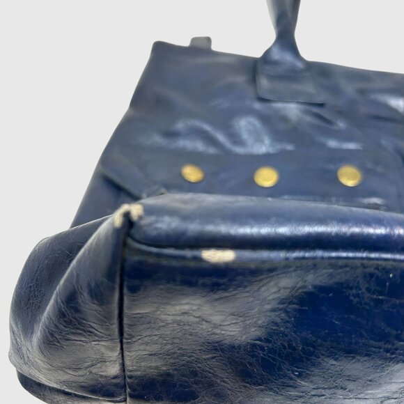 Mark Women’s Large Navy Faux Leather Tote Bag with Front Zip Pockets - Picture 8 of 14